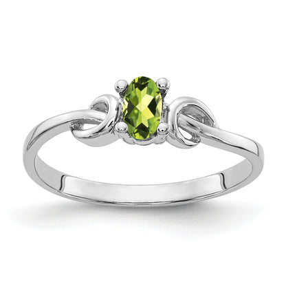 14k White Gold 5x3mm Oval Peridot Knot Ring