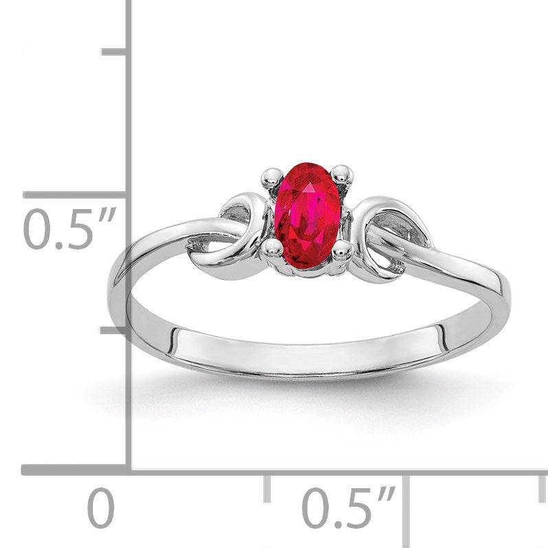 14k White Gold 5x3mm Oval Ruby Knot Ring
