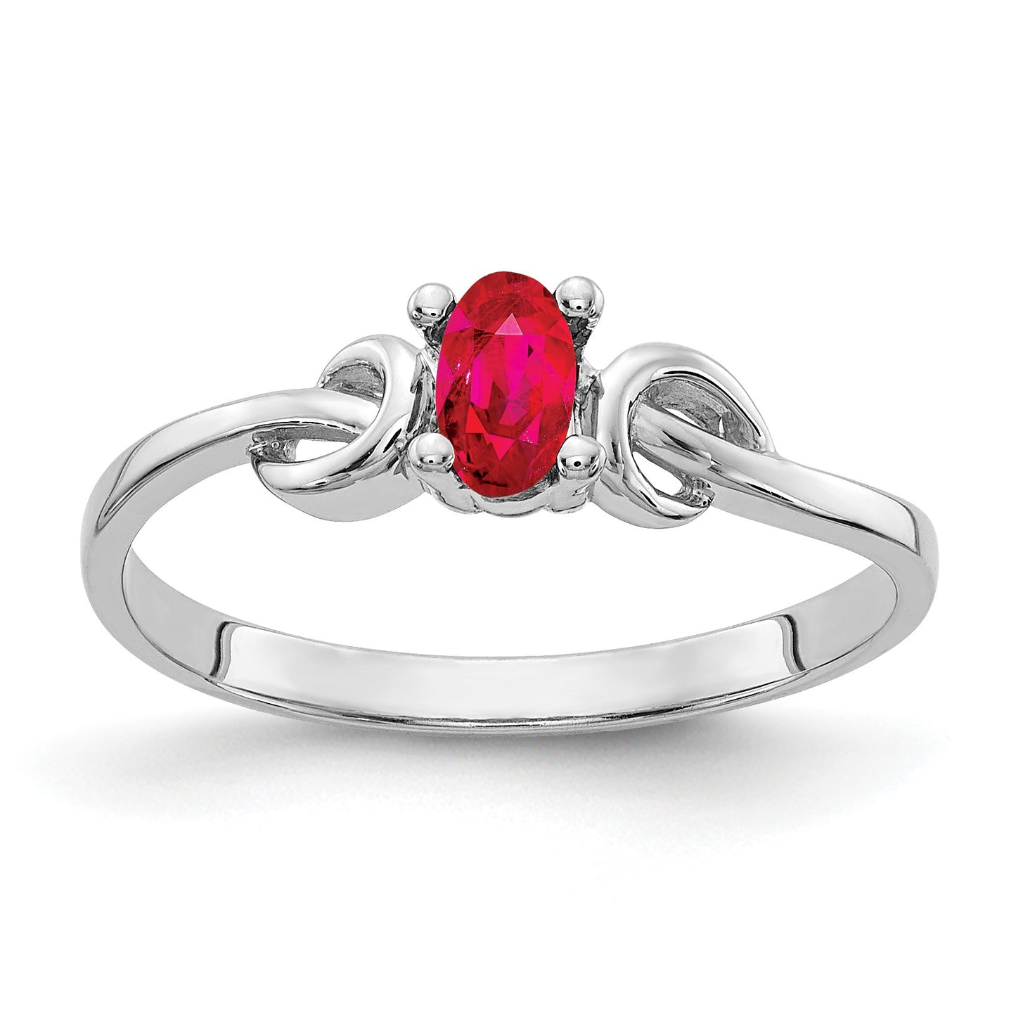 14k White Gold 5x3mm Oval Ruby Knot Ring