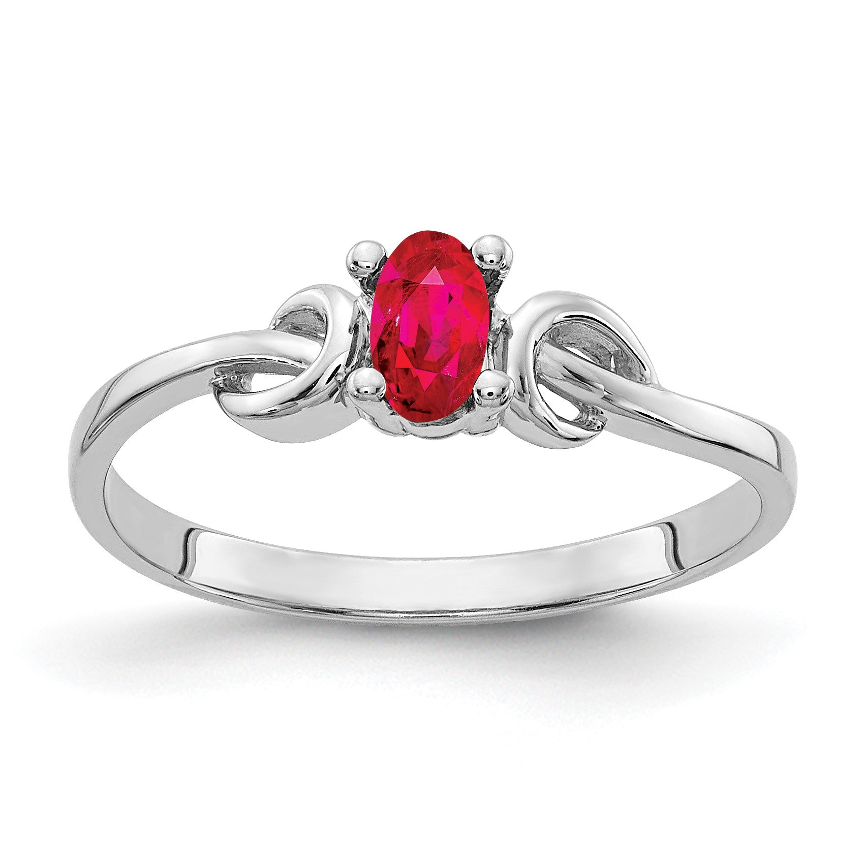 14k White Gold 5x3mm Oval Ruby Knot Ring