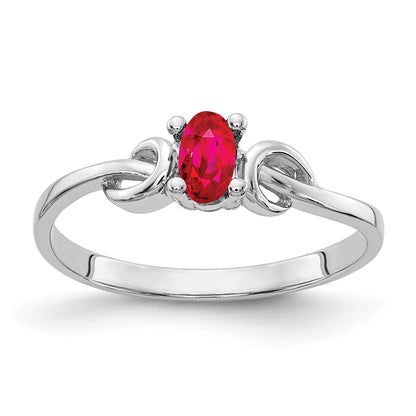14k White Gold 5x3mm Oval Ruby Knot Ring
