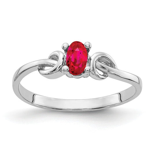 14k White Gold 5x3mm Oval Ruby Knot Ring