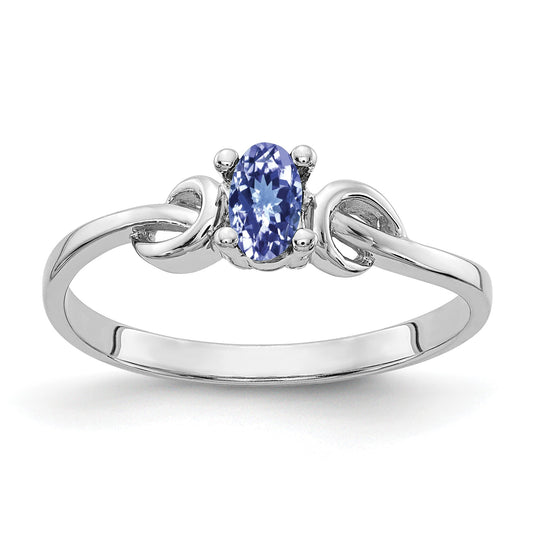 14k White Gold 5x3mm Oval Tanzanite Knot Ring
