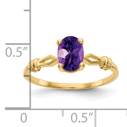 14k 7x5mm Oval Amethyst Ring