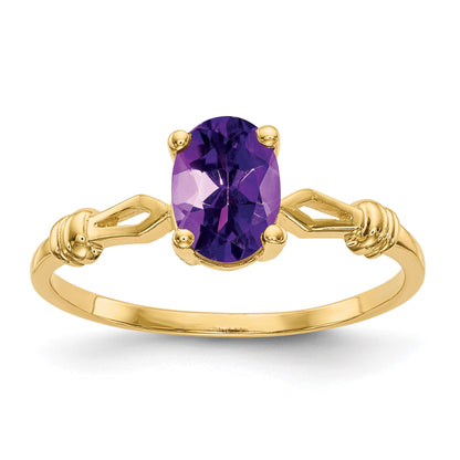 14k 7x5mm Oval Amethyst Ring