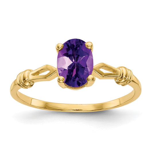 14k 7x5mm Oval Amethyst Ring
