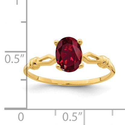 14k 7x5mm Oval Lab-Created Ruby Ring