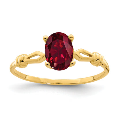 14k 7x5mm Oval Lab-Created Ruby Ring