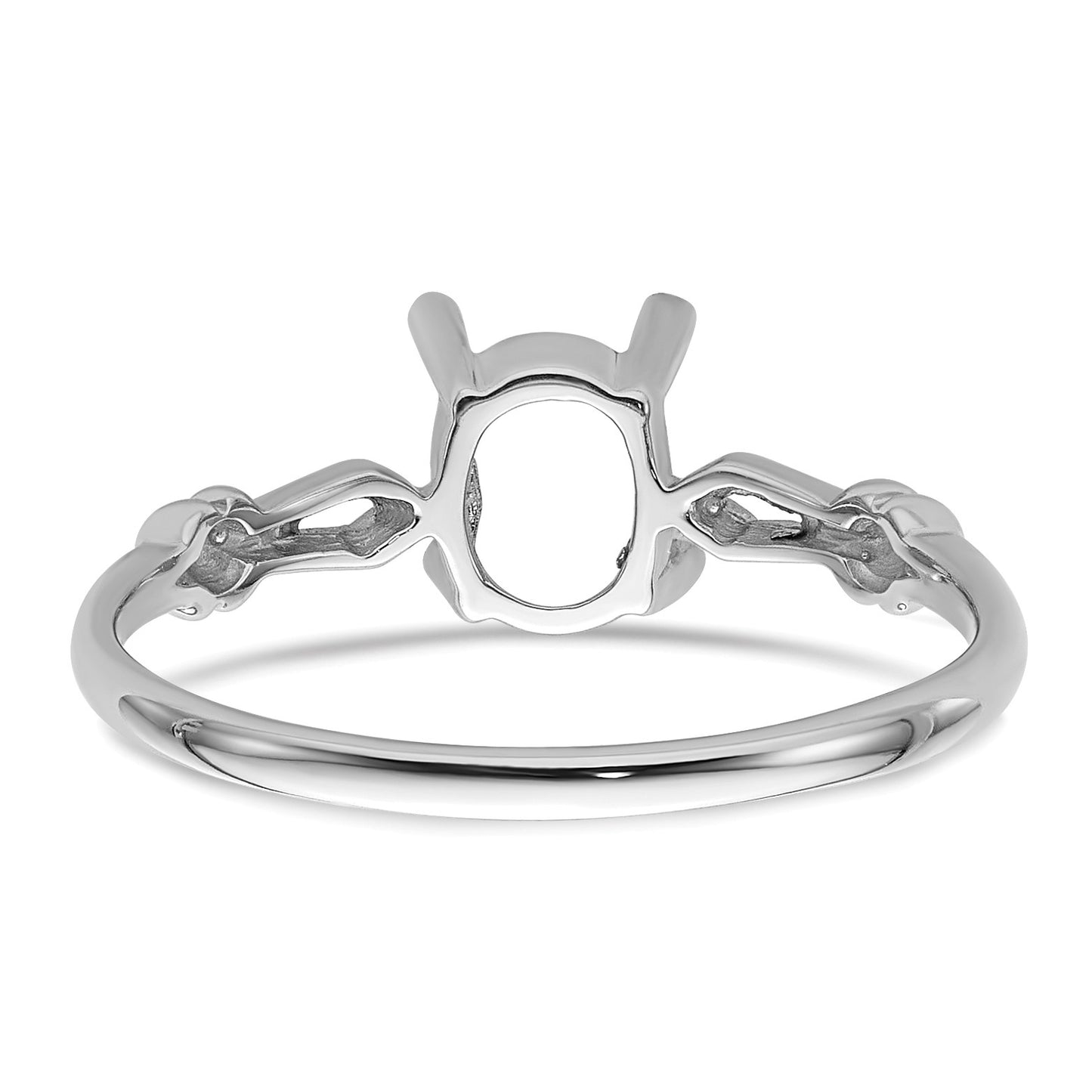 14k White Gold Holds 7x5mm Oval Gemstone Ring Mounting