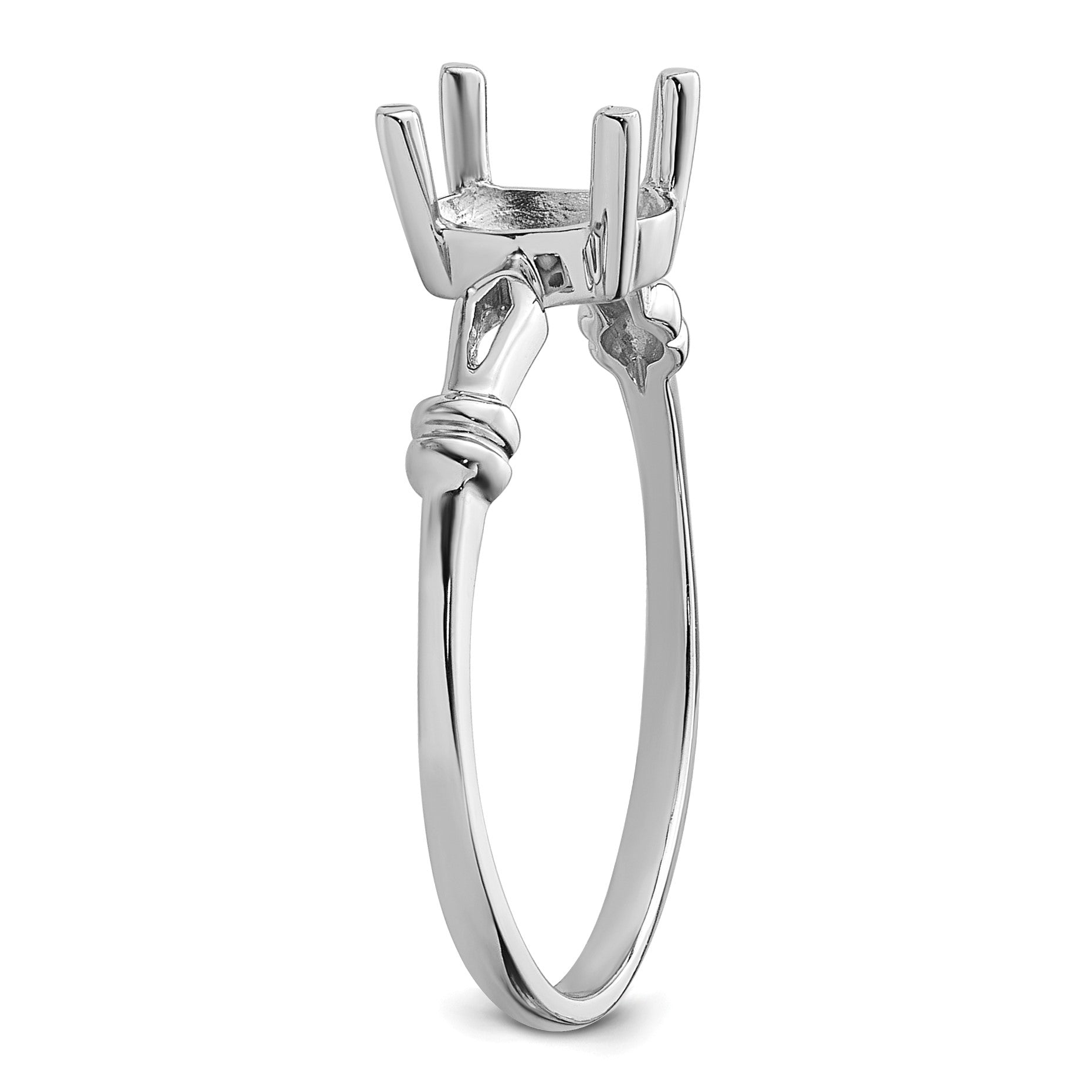14k White Gold Holds 7x5mm Oval Gemstone Ring Mounting
