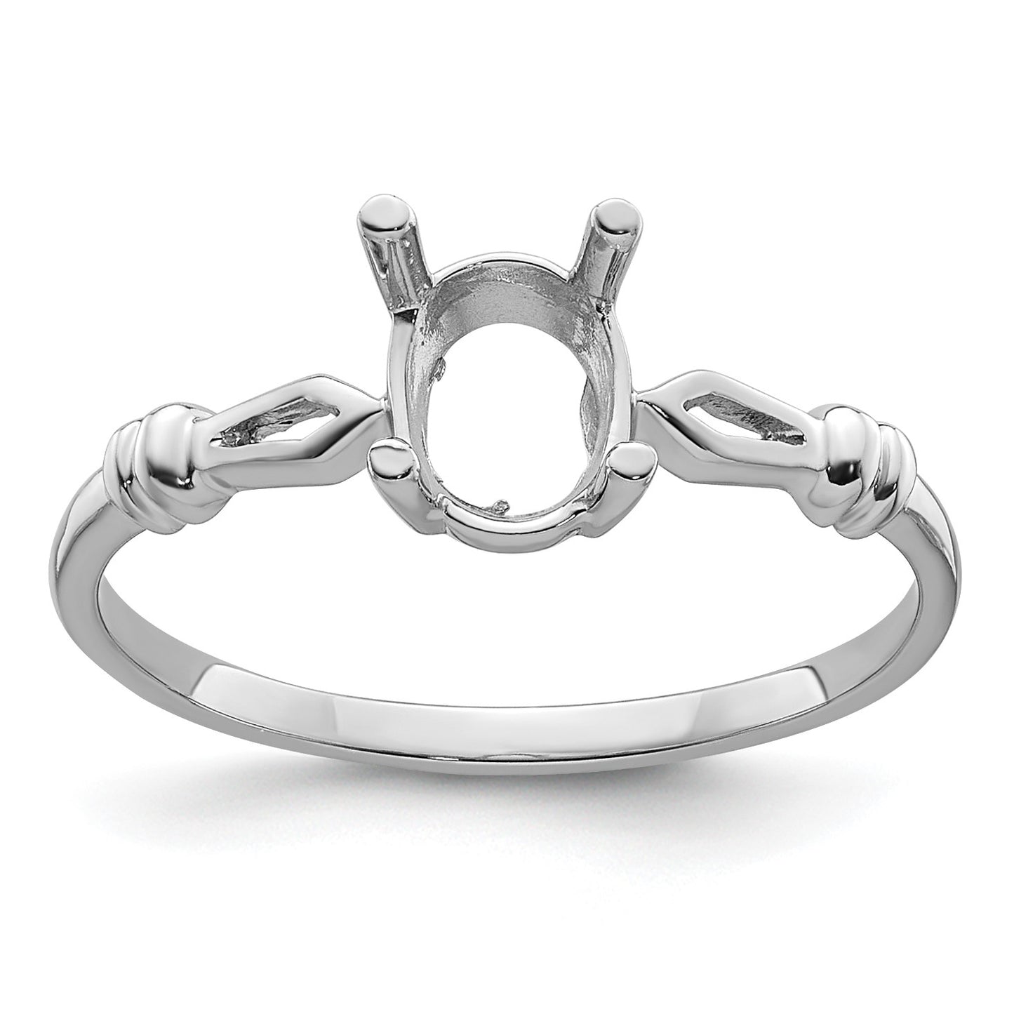 14k White Gold Holds 7x5mm Oval Gemstone Ring Mounting