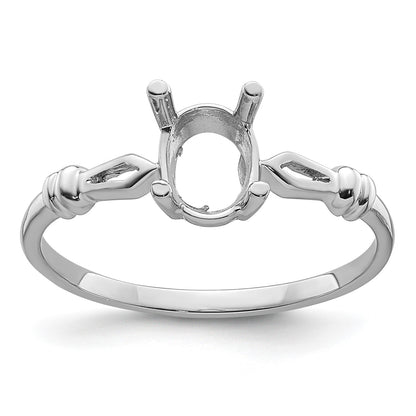 14k White Gold Holds 7x5mm Oval Gemstone Ring Mounting