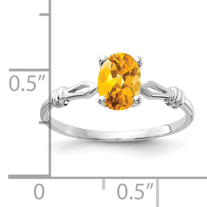 14k White Gold 7x5mm Oval Citrine Ring
