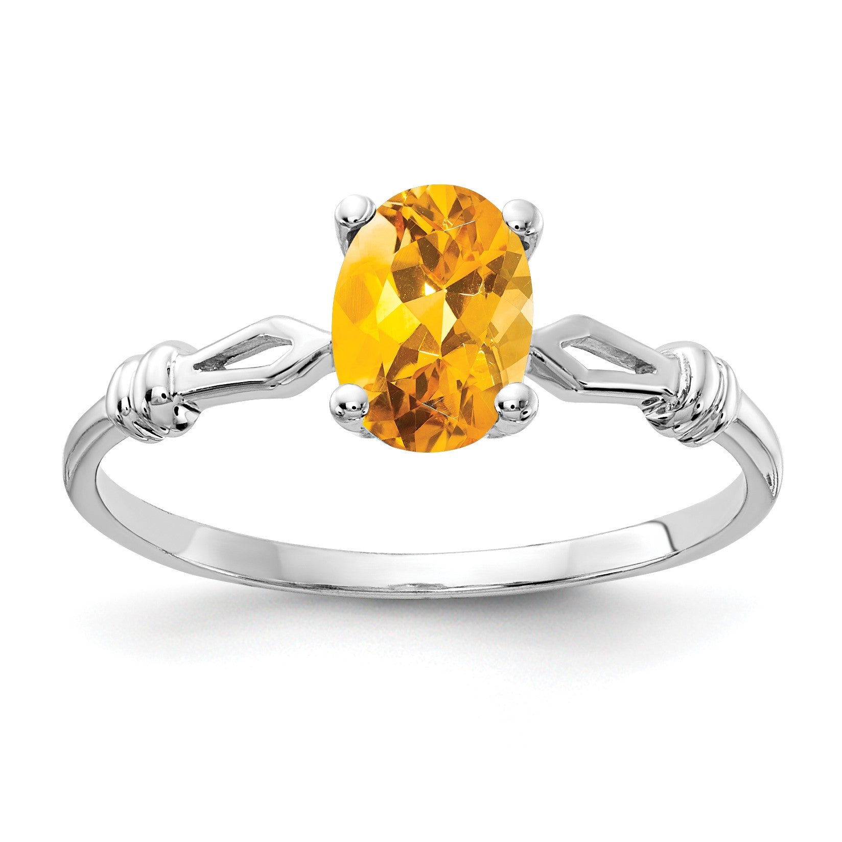 14k White Gold 7x5mm Oval Citrine Ring