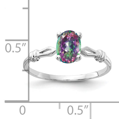 14k White Gold 7x5mm Oval Mystic Fire Topaz Ring