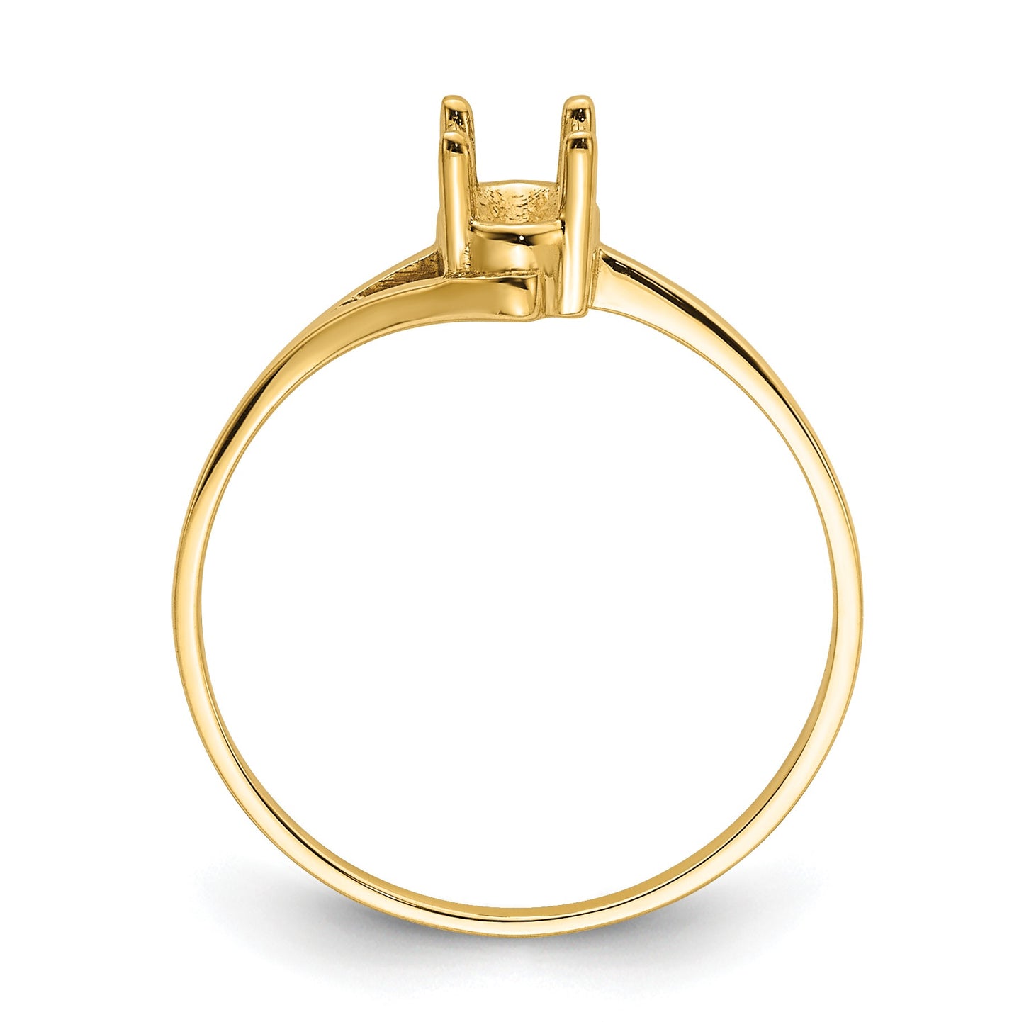 14k Holds 6x4mm Oval Gemstone Bypass Ring Mounting