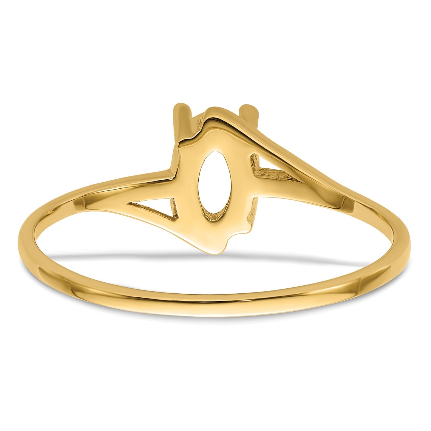 14k Holds 6x4mm Oval Gemstone Bypass Ring Mounting