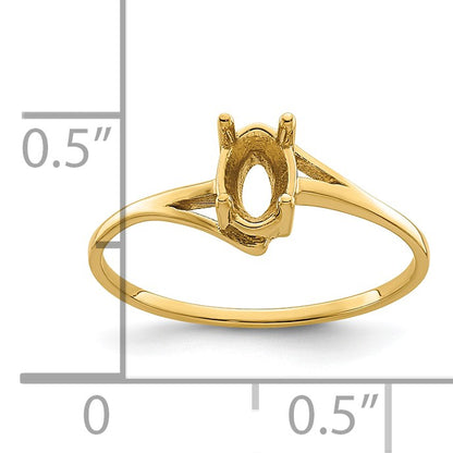 14k Holds 6x4mm Oval Gemstone Bypass Ring Mounting
