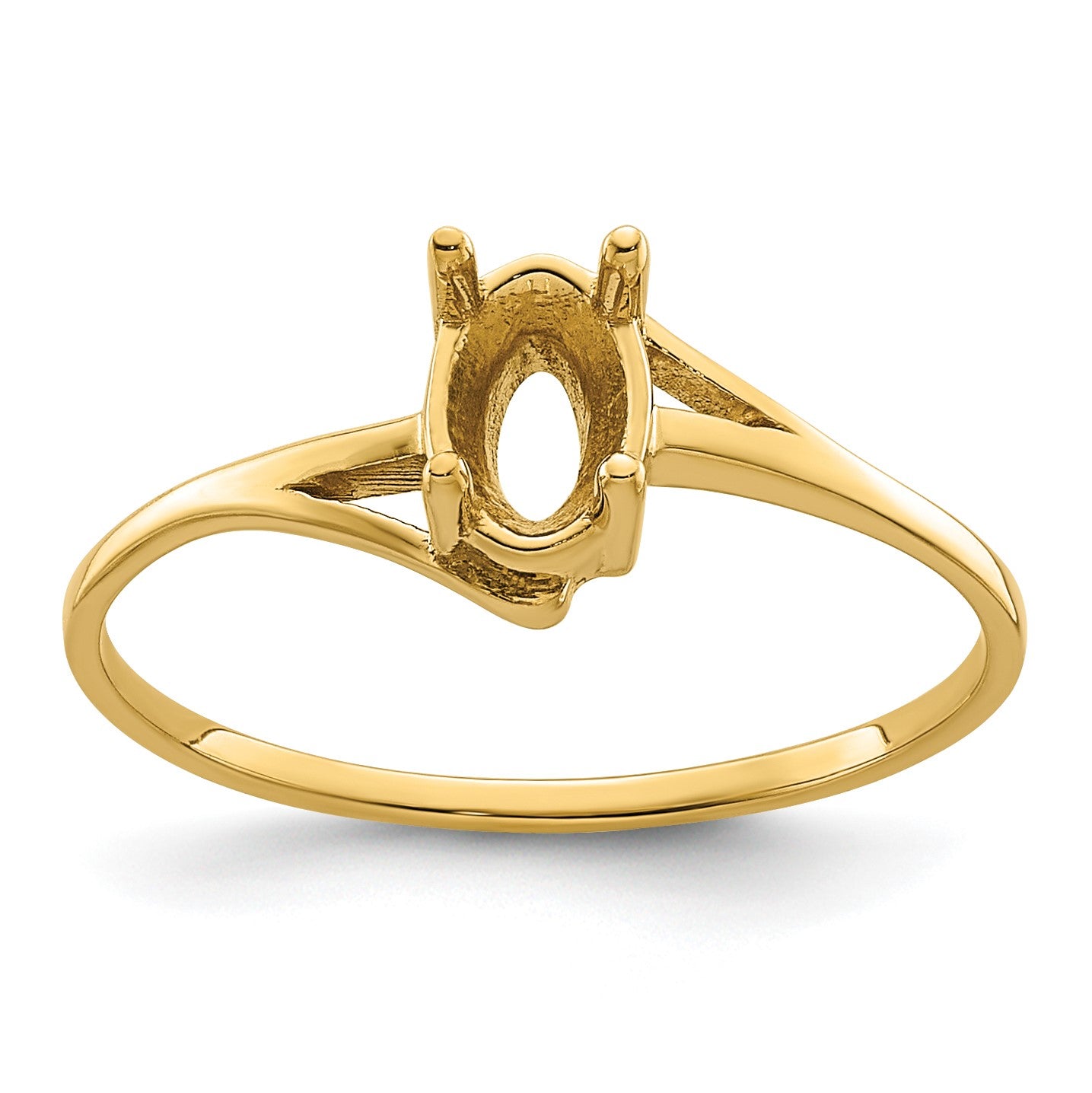 14k Holds 6x4mm Oval Gemstone Bypass Ring Mounting
