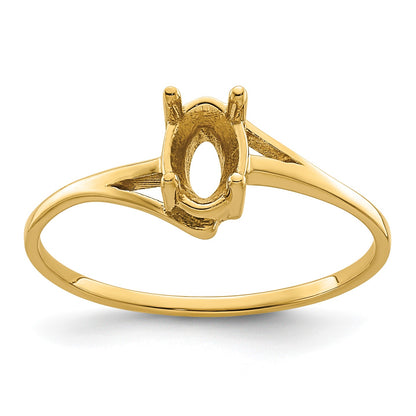 14k Holds 6x4mm Oval Gemstone Bypass Ring Mounting