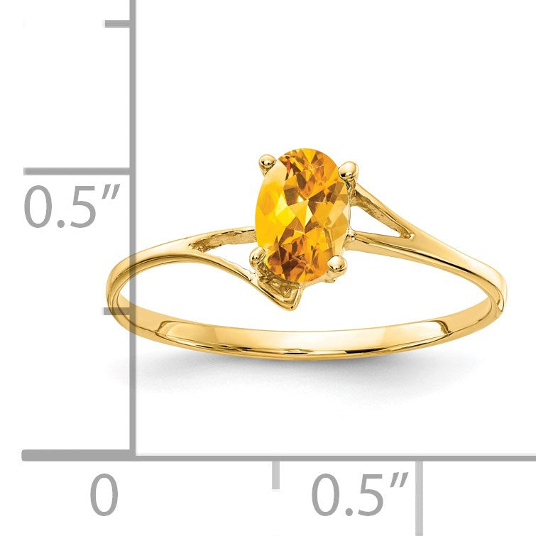 14k 6x4mm Oval Citrine Bypass Ring