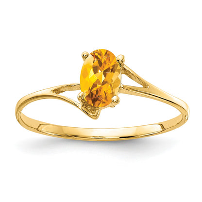 14k 6x4mm Oval Citrine Bypass Ring
