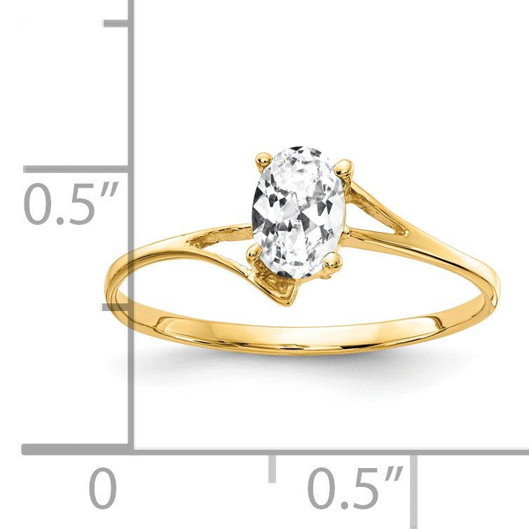 14k 6x4mm Oval Cubic Zirconia Bypass Ring