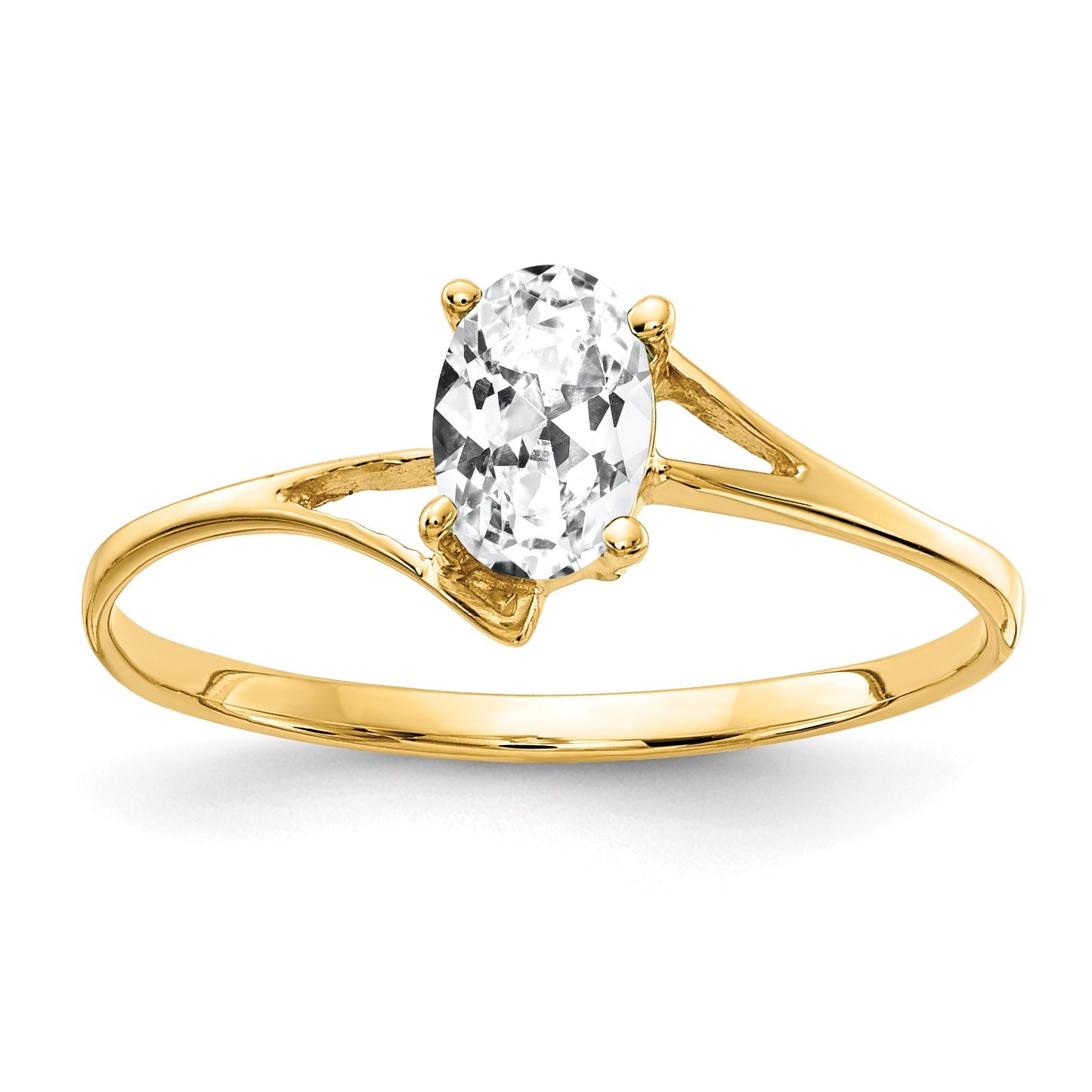 14k 6x4mm Oval Cubic Zirconia Bypass Ring