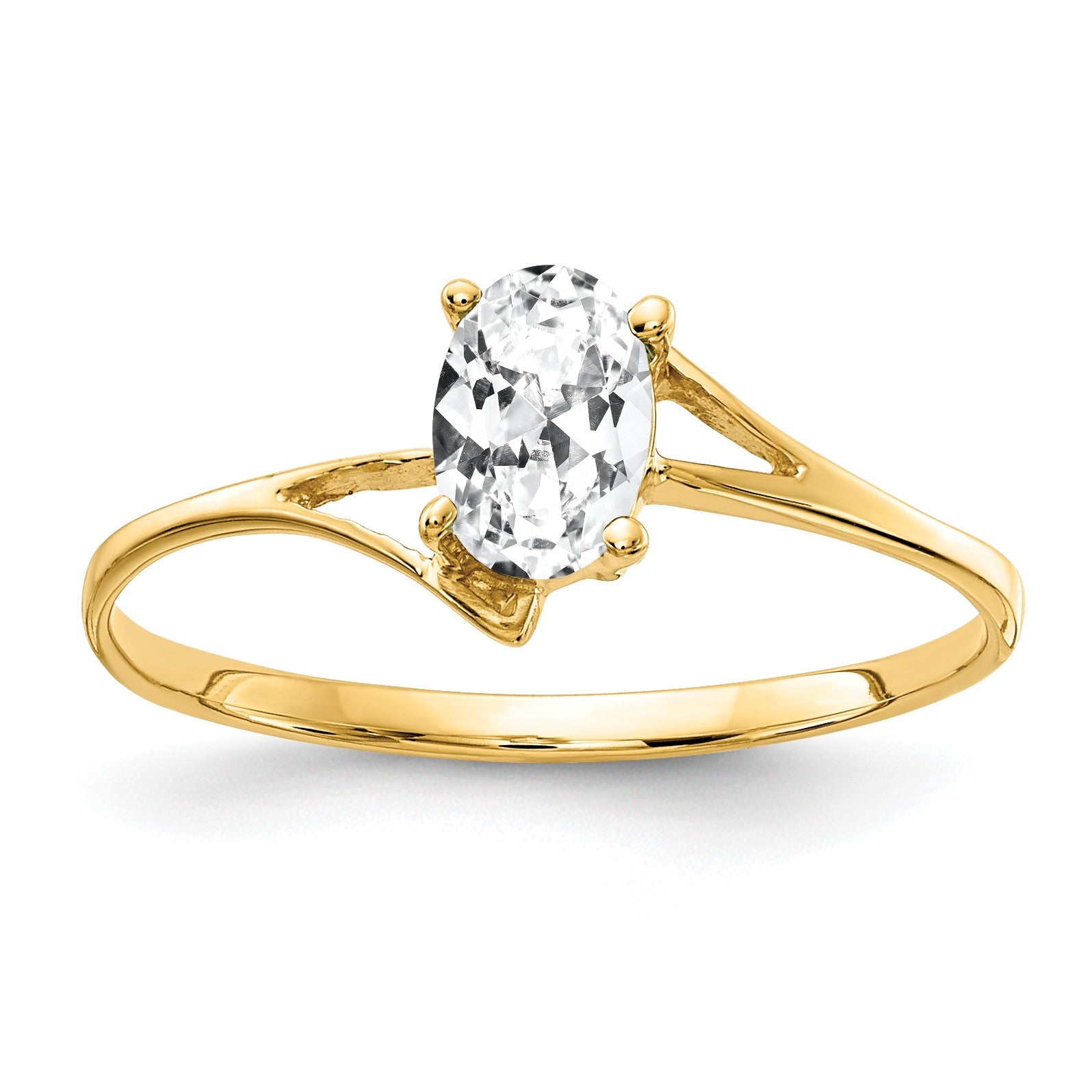 14k 6x4mm Oval Cubic Zirconia Bypass Ring