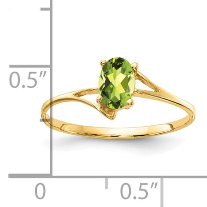 14k 6x4mm Oval Checker-cut Peridot Bypass Ring