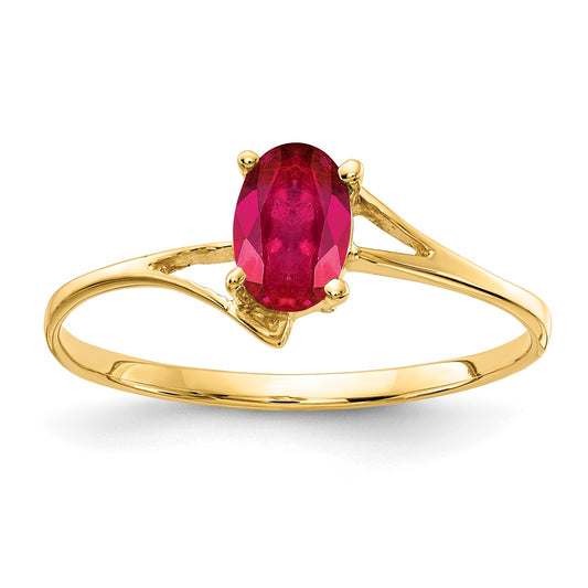 14k 6x4mm Oval Ruby Bypass Ring