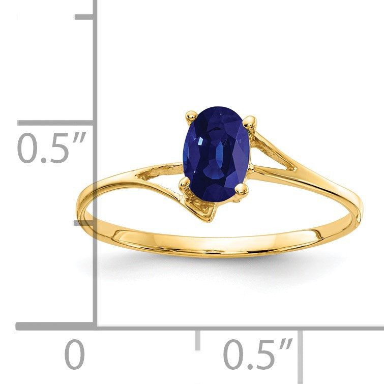 14k 6x4mm Oval Blue Sapphire Bypass Ring