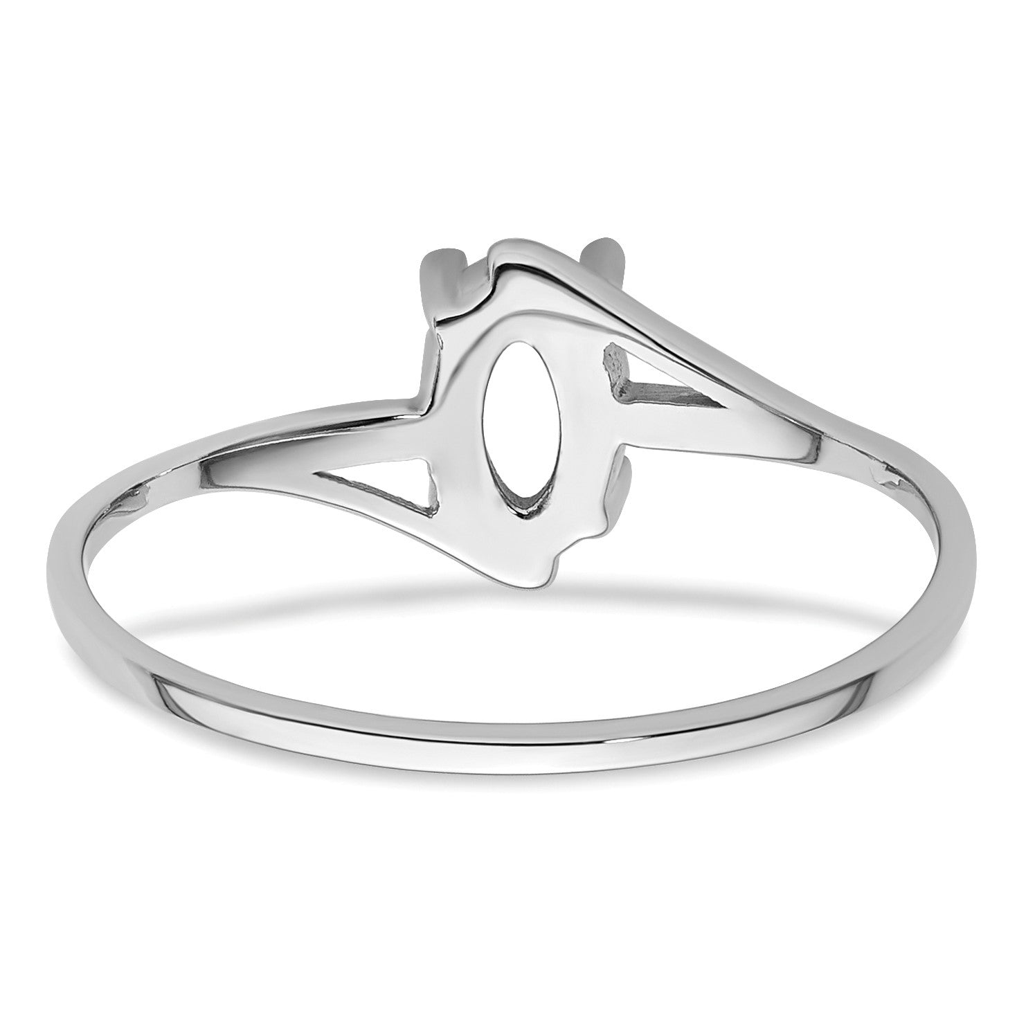 14k White Gold Holds 6x4mm Oval Gemstone Ring Mounting