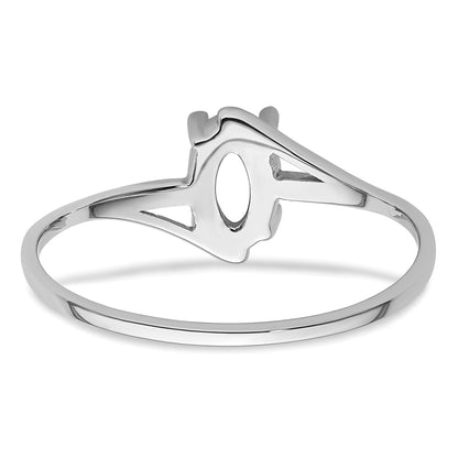 14k White Gold Holds 6x4mm Oval Gemstone Ring Mounting