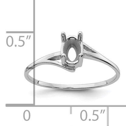14k White Gold Holds 6x4mm Oval Gemstone Ring Mounting