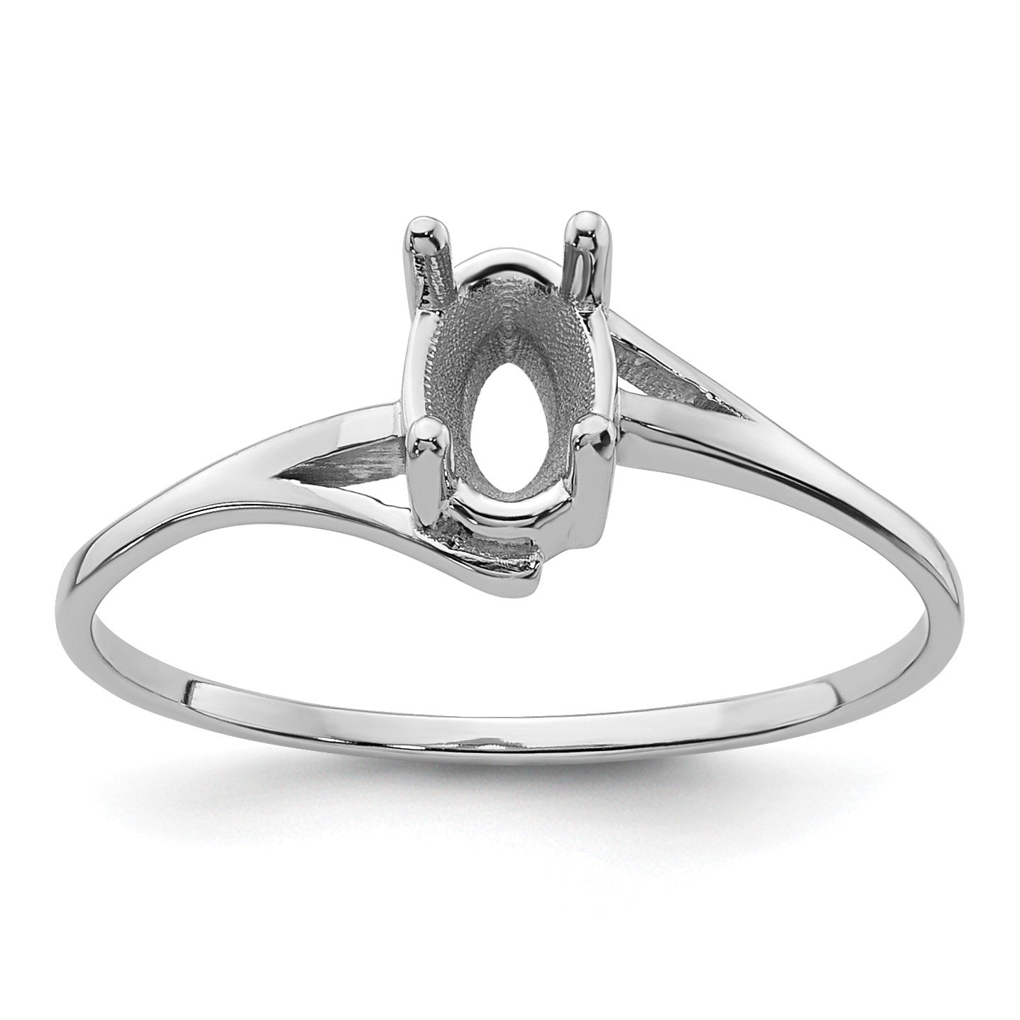 14k White Gold Holds 6x4mm Oval Gemstone Ring Mounting