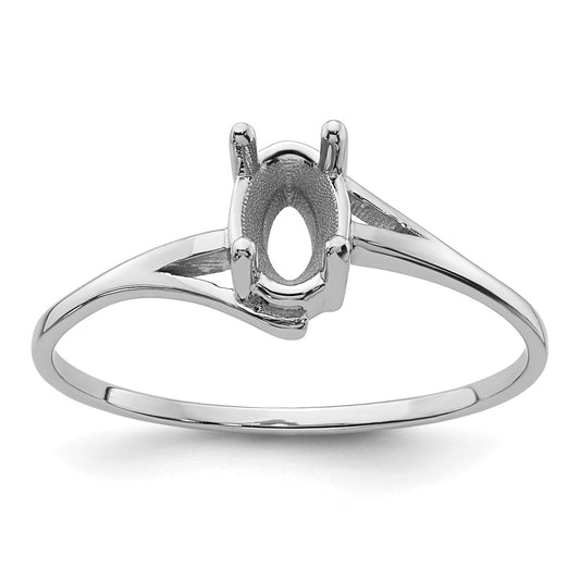 14k White Gold Holds 6x4mm Oval Gemstone Ring Mounting