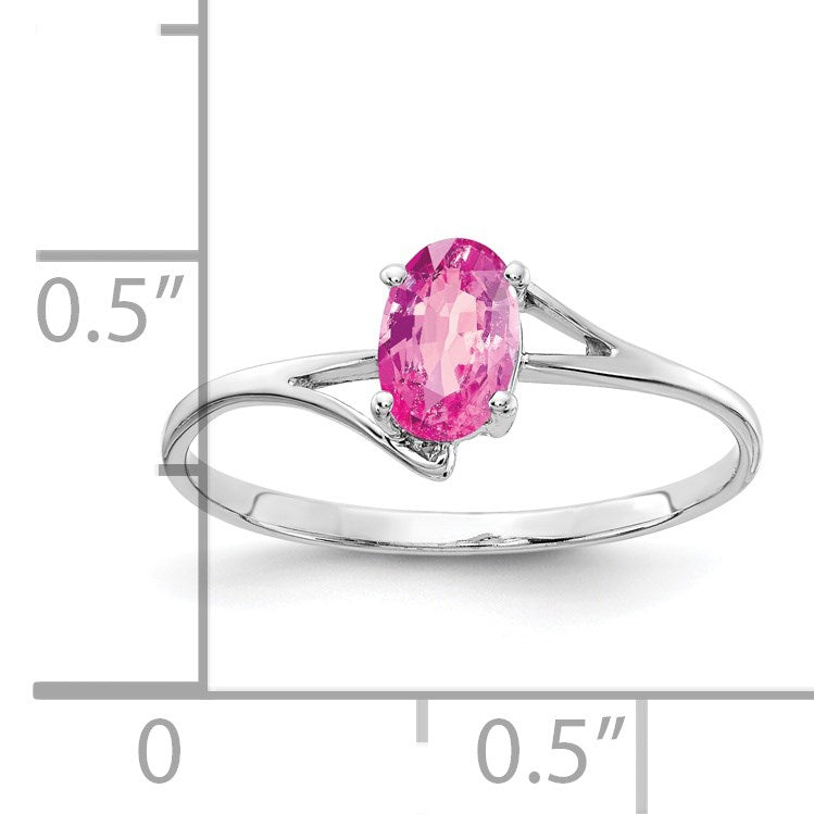 14k White Gold 6x4mm Oval Pink Sapphire Ring