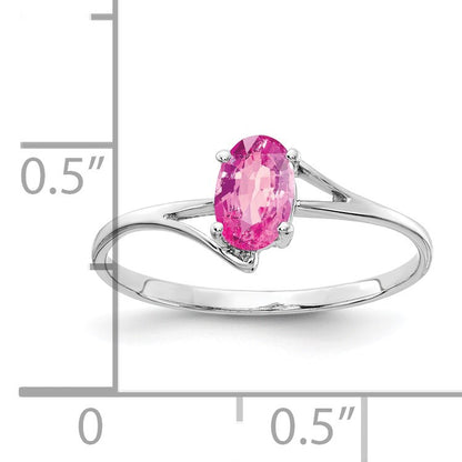 14k White Gold 6x4mm Oval Pink Sapphire Ring