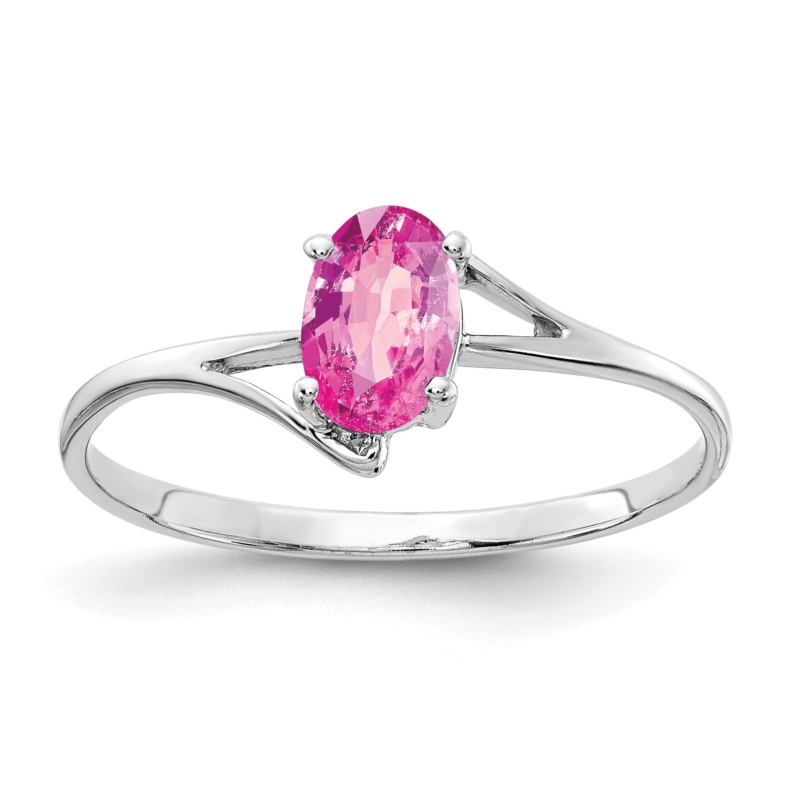 14k White Gold 6x4mm Oval Pink Sapphire Ring