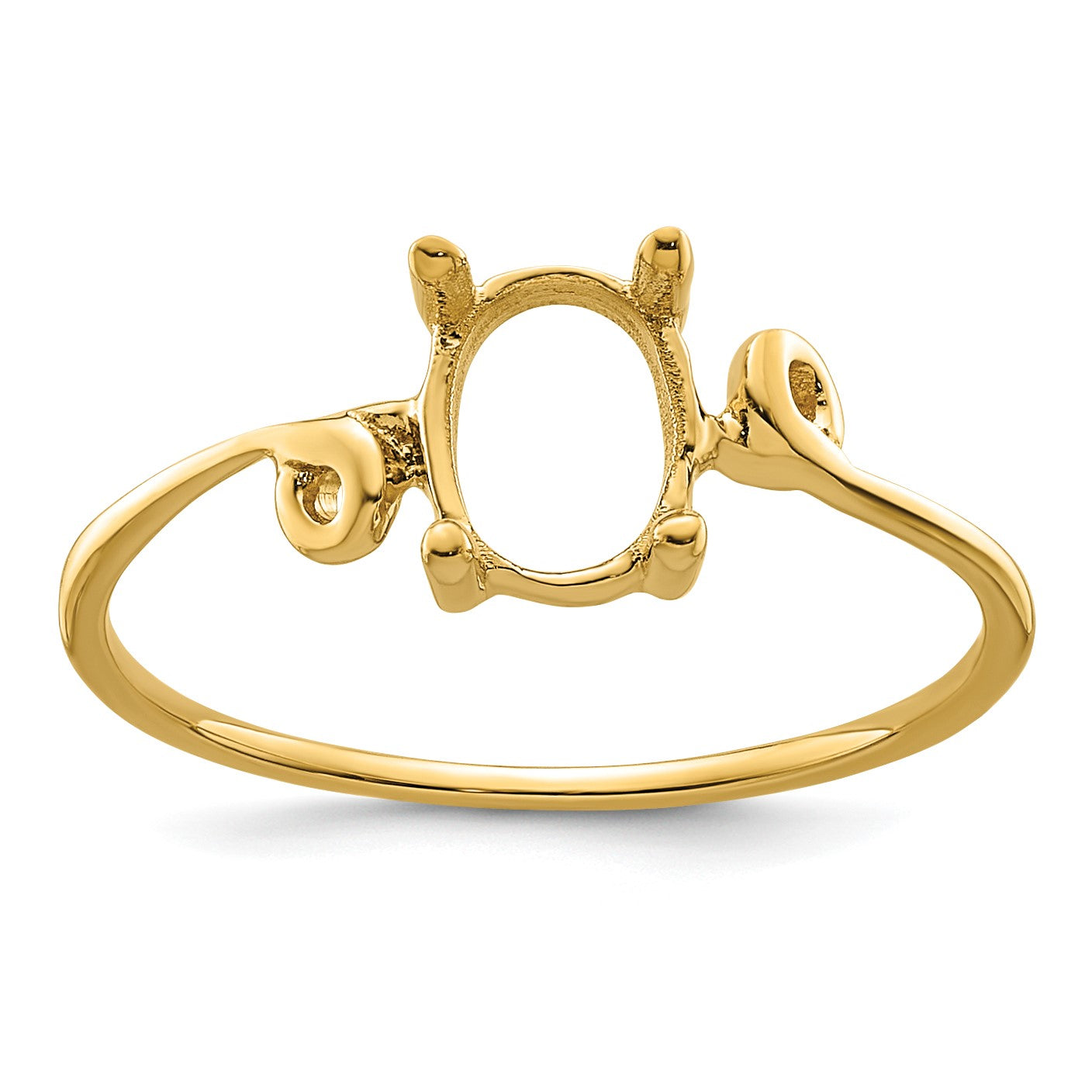 14k Holds 7x5mm Oval Gemstone Twist Ring Mounting