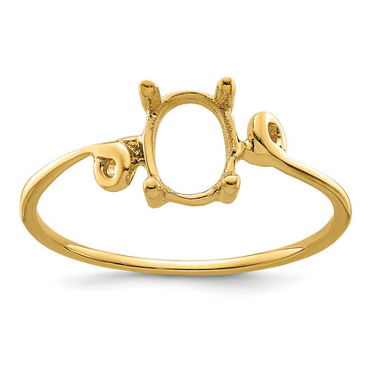 14k Holds 7x5mm Oval Gemstone Twist Ring Mounting
