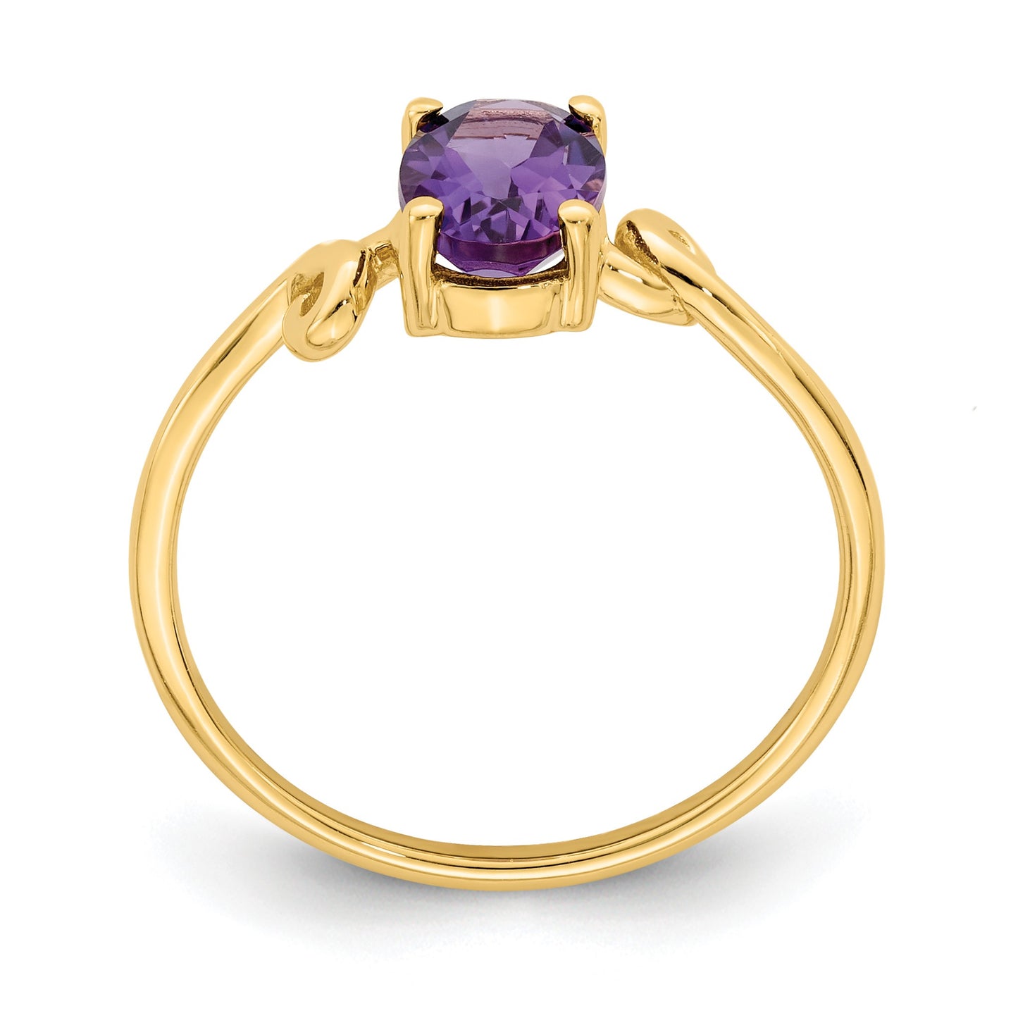 14k 7x5mm Oval Amethyst Twist Ring