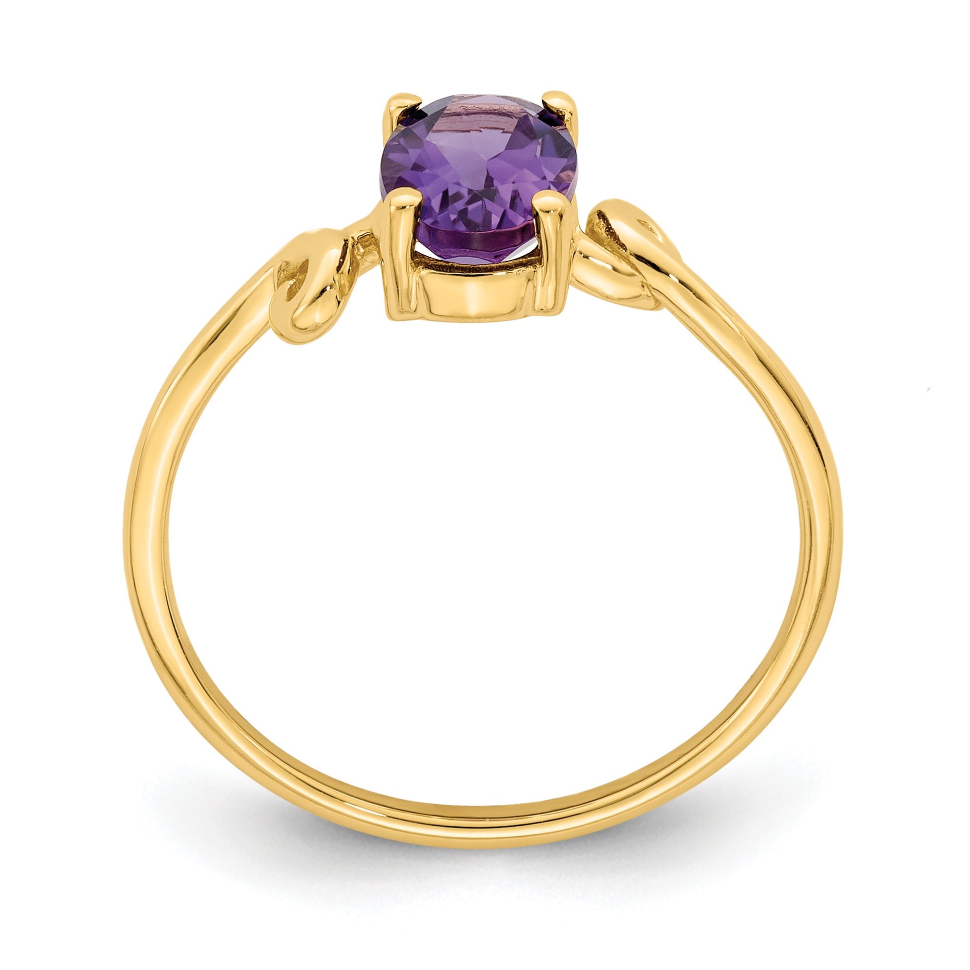 14k 7x5mm Oval Amethyst Twist Ring