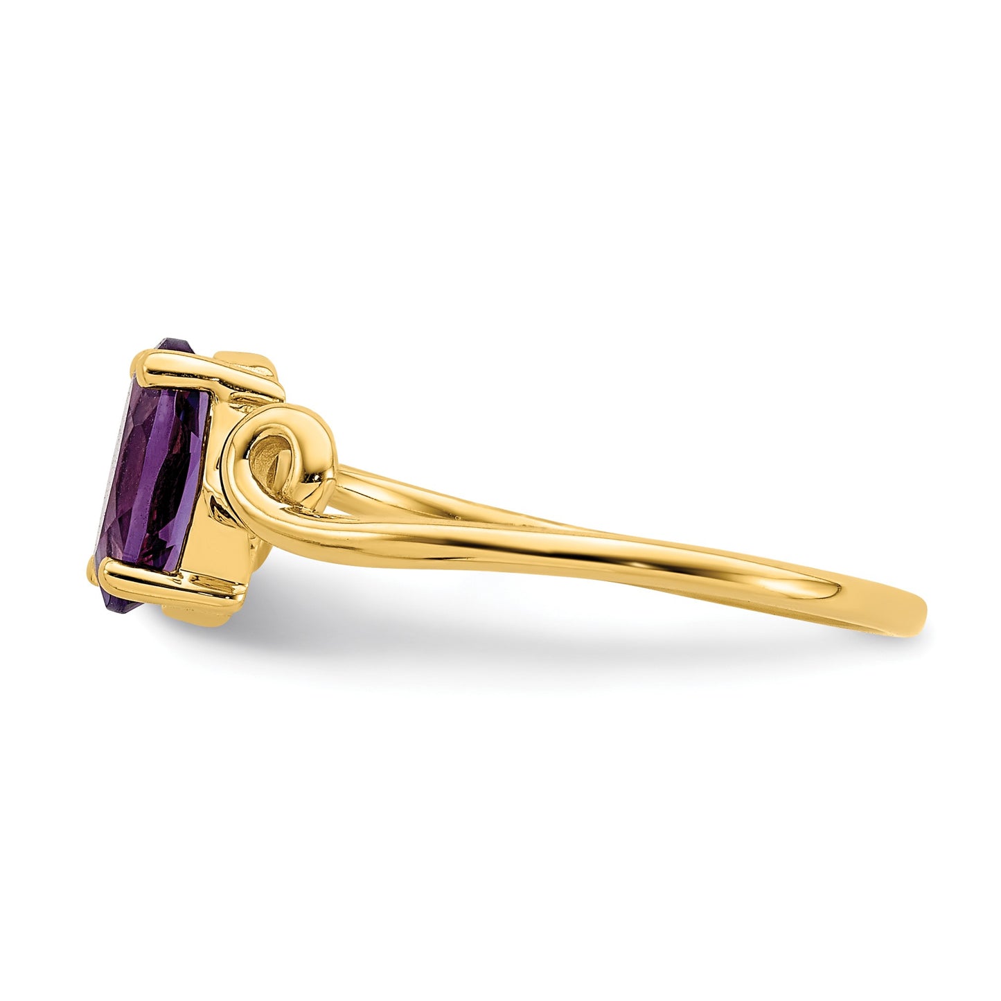 14k 7x5mm Oval Amethyst Twist Ring