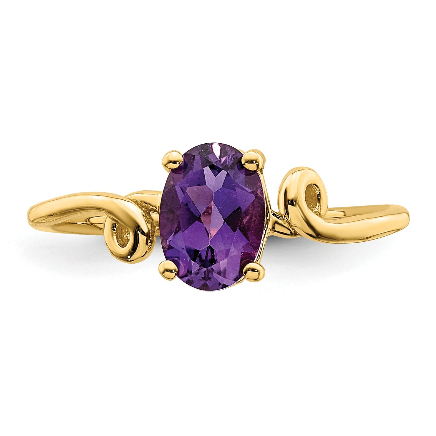 14k 7x5mm Oval Amethyst Twist Ring