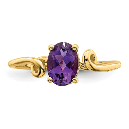 14k 7x5mm Oval Amethyst Twist Ring