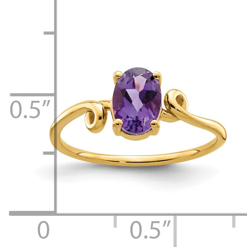 14k 7x5mm Oval Amethyst Twist Ring