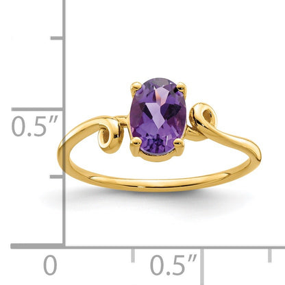 14k 7x5mm Oval Amethyst Twist Ring