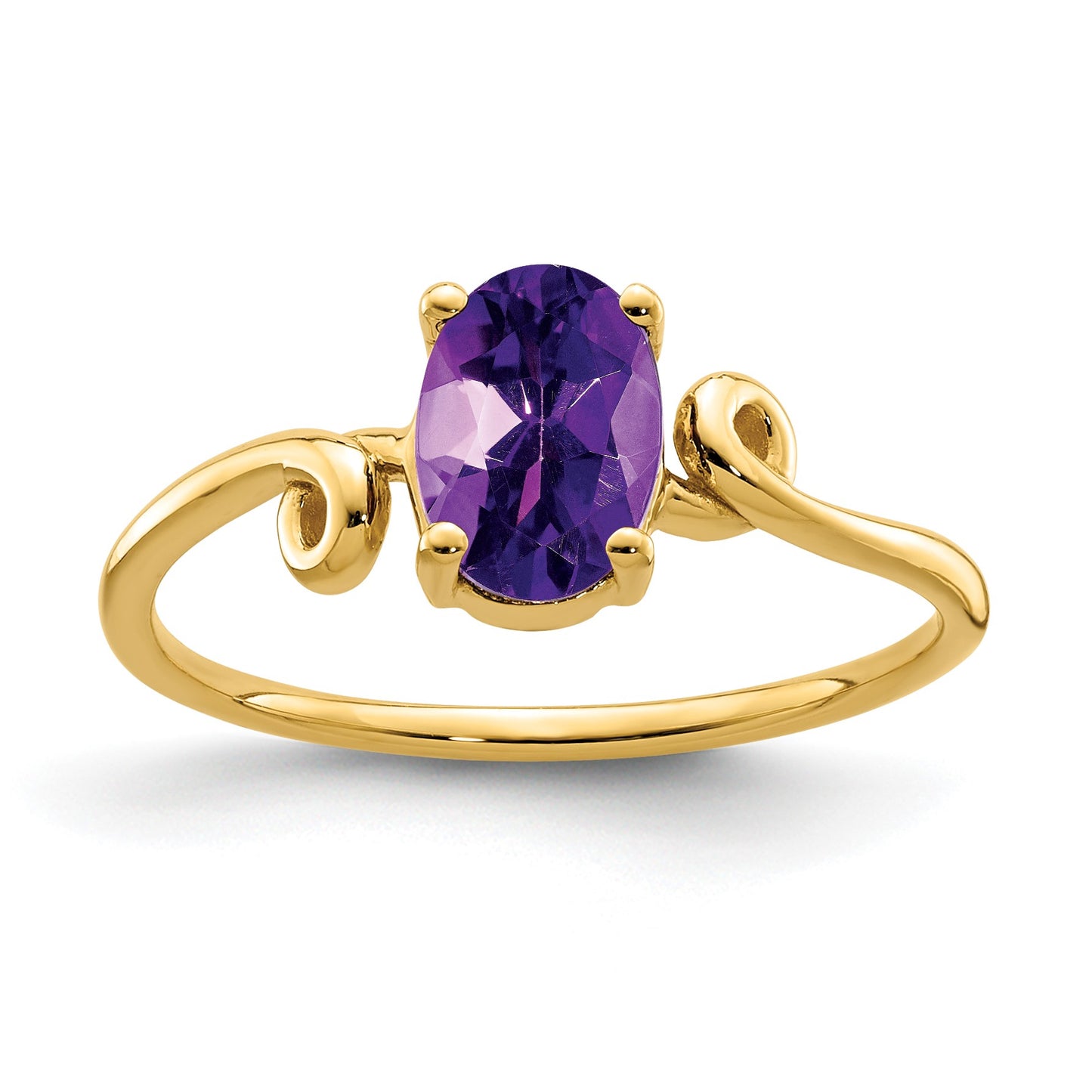 14k 7x5mm Oval Amethyst Twist Ring
